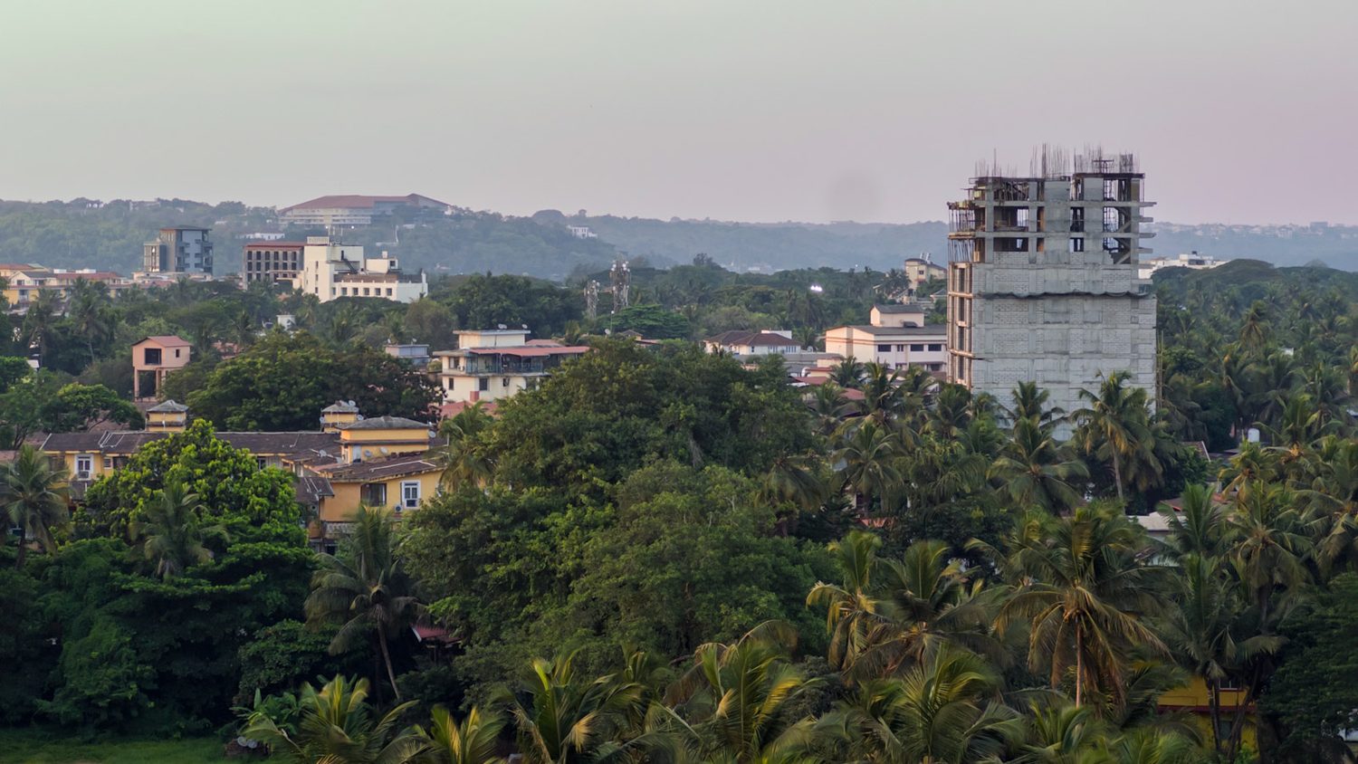 Alta Mira under construction, rising over Panaji
